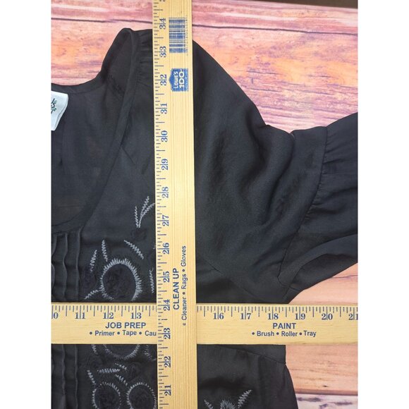 Ivy Jane Womens Black Embroidered Tunic Blouse Small Boho Chic - Picture 8 of 8